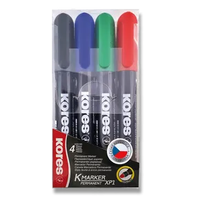 Permanentný popisovač Kores K-Marker sada 4 farieb